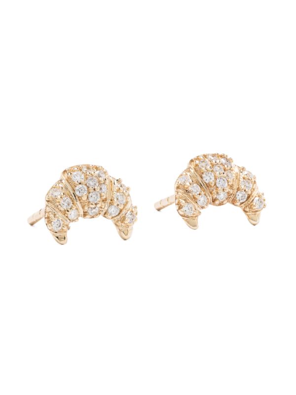 Browns Sydney Evan 14K Yellow Gold Croissant Diamond Earrings | Browns Fine Earrings