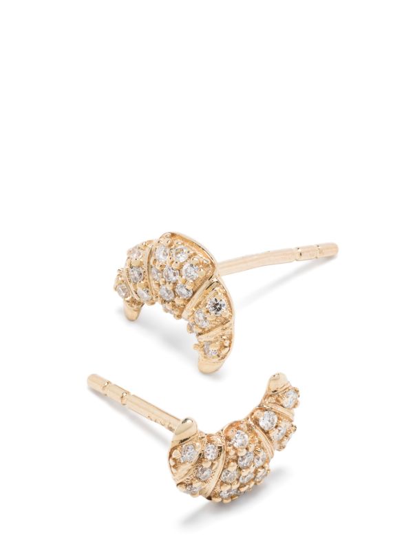 Browns Sydney Evan 14K Yellow Gold Croissant Diamond Earrings | Browns Fine Earrings