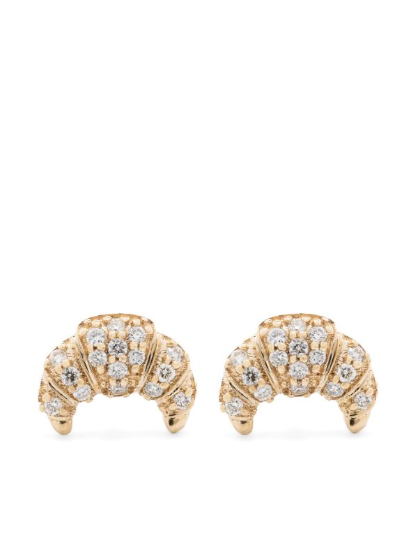 browns Sydney Evan 14K Yellow Gold Croissant Diamond Earrings | Browns Fine Earrings
