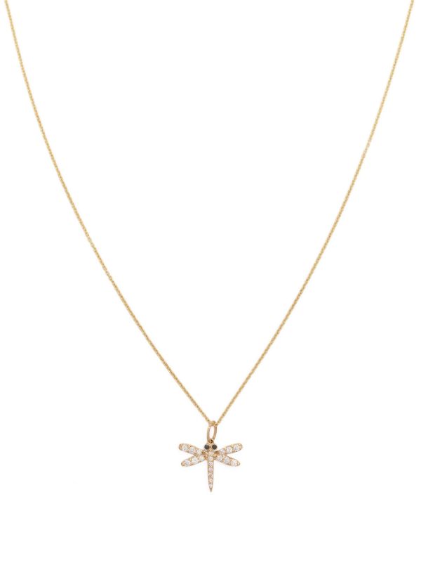browns Sydney Evan 14K yellow gold Dragonfly diamond necklace | Browns Fine Necklaces