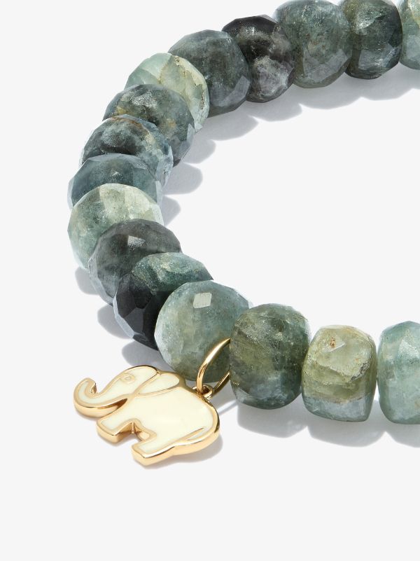 Browns Sydney Evan 14K Yellow Gold Elephant Aquamarine Beaded Bracelet | Browns Fine Bracelets
