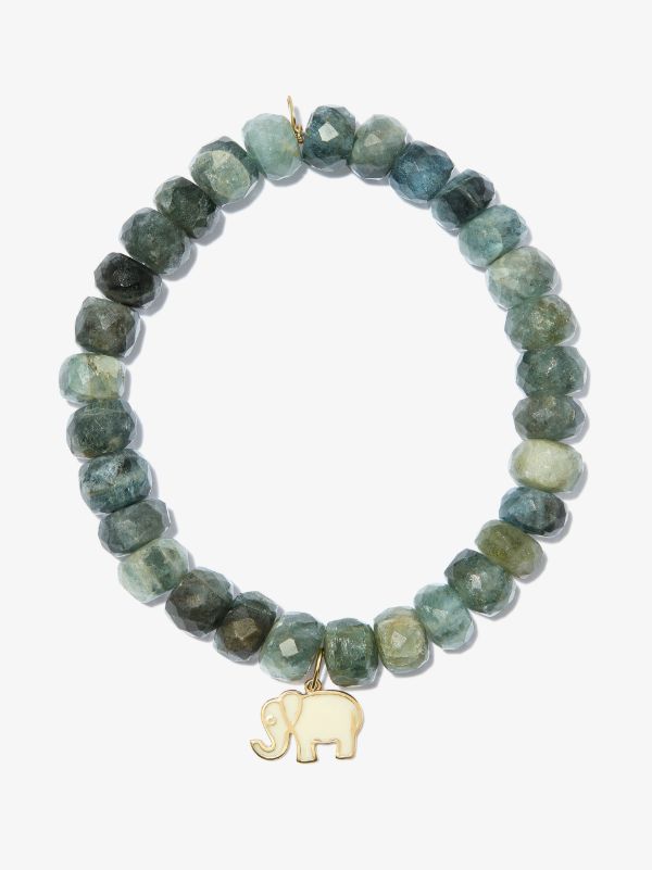 browns Sydney Evan 14K yellow gold Elephant aquamarine beaded bracelet | Browns Fine Bracelets