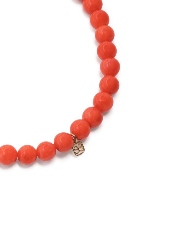 Browns Sydney Evan 14K Yellow Gold Evil Eye Coral Beaded Bracelet | Browns Fine Bracelets