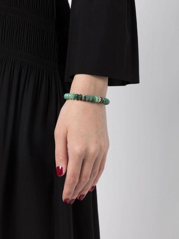 Browns Sydney Evan 14K Yellow Gold Evil Eye Diamond Emerald Beaded Bracelet | Browns Fine Bracelets