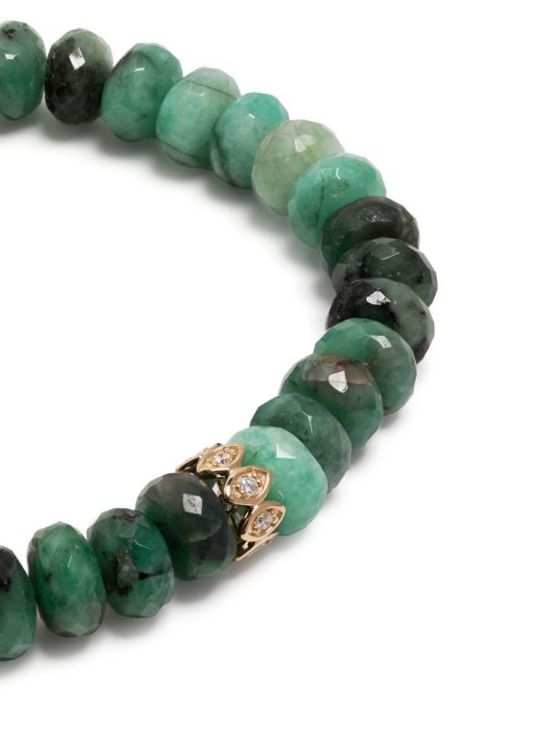 Browns Sydney Evan 14K Yellow Gold Evil Eye Diamond Emerald Beaded Bracelet | Browns Fine Bracelets
