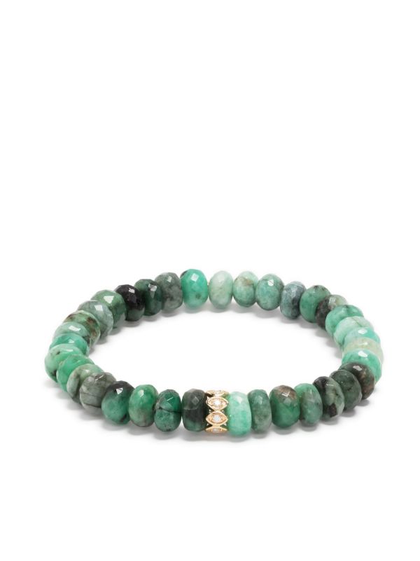 browns Sydney Evan 14K Yellow Gold Evil Eye Diamond Emerald Beaded Bracelet | Browns Fine Bracelets