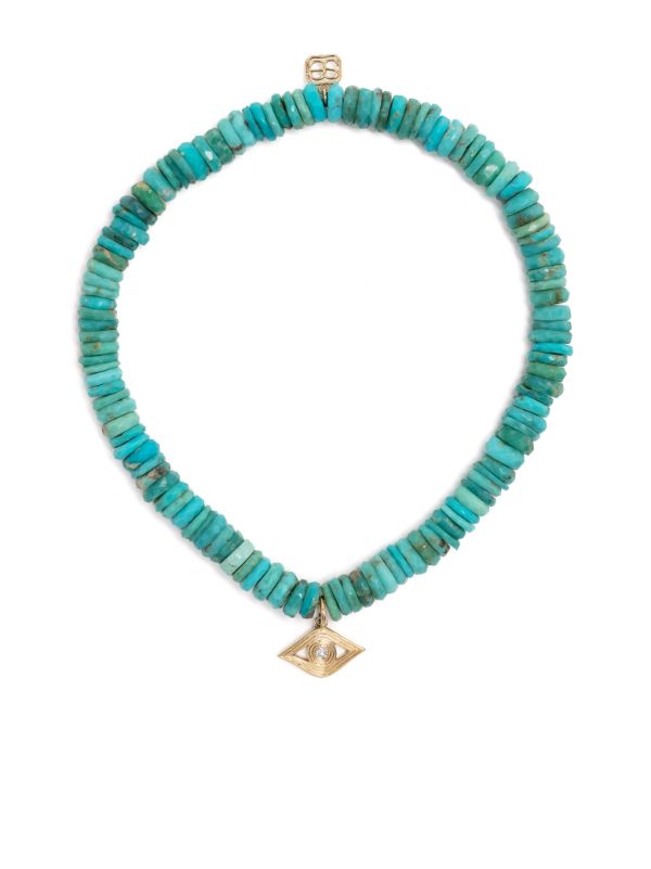 browns Sydney Evan 14K yellow gold Evil Eye turqoise and diamond bracelet | Browns Bracelets