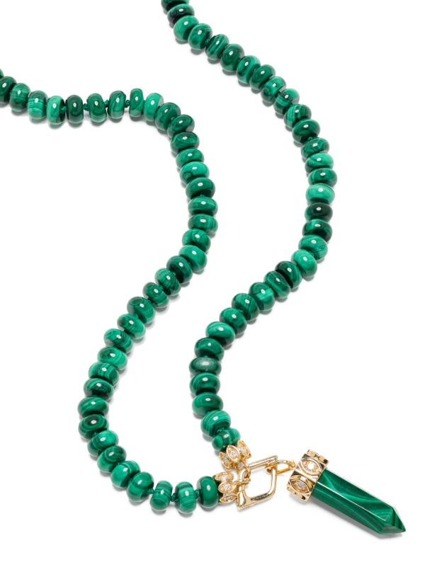 Browns Sydney Evan 14K Yellow Gold Eye Malachite Beaded Necklace | Browns Necklaces