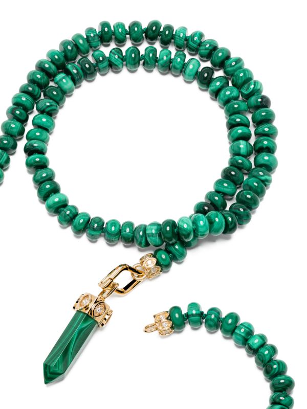 Browns Sydney Evan 14K Yellow Gold Eye Malachite Beaded Necklace | Browns Necklaces