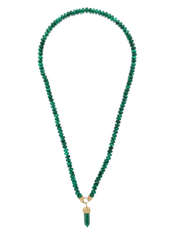 browns Sydney Evan 14K yellow gold Eye malachite beaded necklace | Browns Necklaces