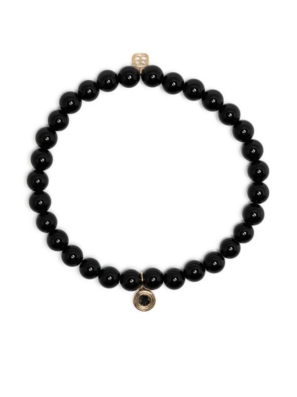 browns Sydney Evan 14K yellow gold Fluted Station onyx and diamond bracelet | Browns Bracelets