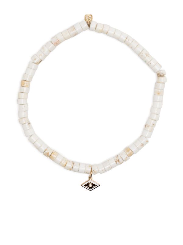 browns Sydney Evan 14K yellow gold Groovy Eye dolomite and diamond bracelet | Browns Bracelets