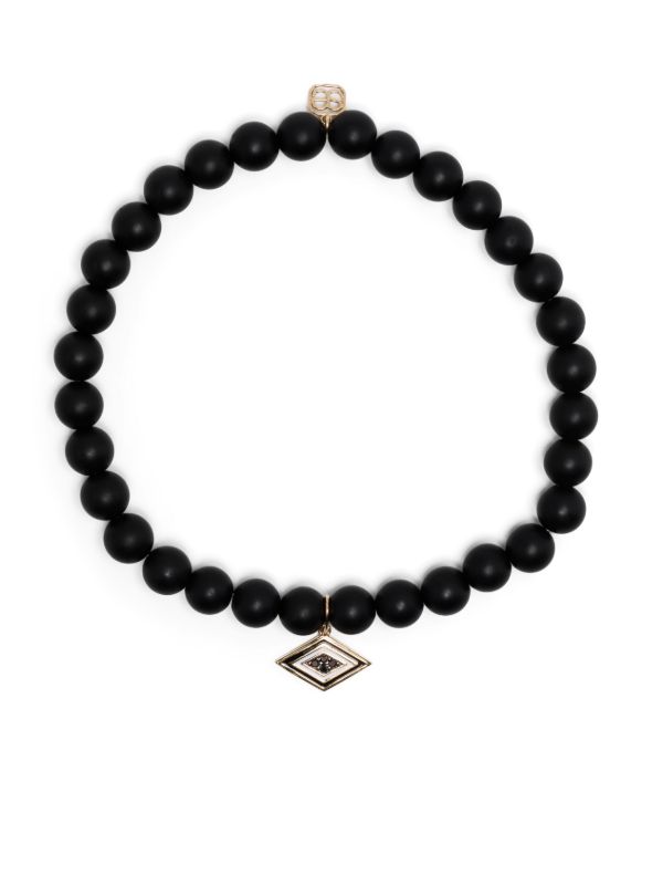browns Sydney Evan 14K yellow gold Groovy Eye onyx and diamond bracelet | Browns Bracelets
