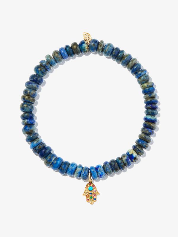 browns Sydney Evan 14K yellow gold Hamsa lapis lazuli sapphire beaded bracelet | Browns Fine Bracelets