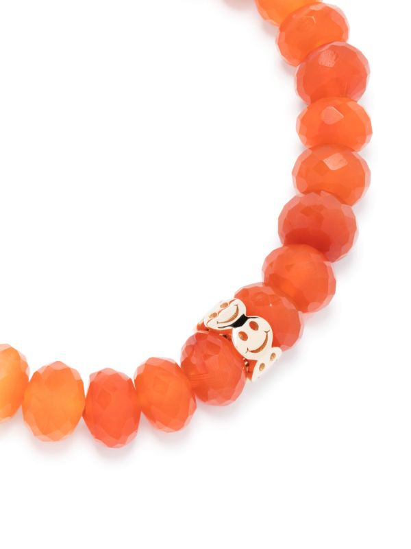 Browns Sydney Evan 14K Yellow Gold Happy Face Carnelian Bead Bracelet | Browns Fine Bracelets