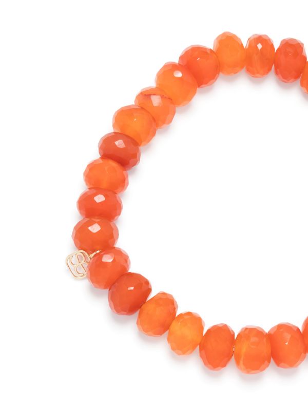 Browns Sydney Evan 14K Yellow Gold Happy Face Carnelian Bead Bracelet | Browns Fine Bracelets