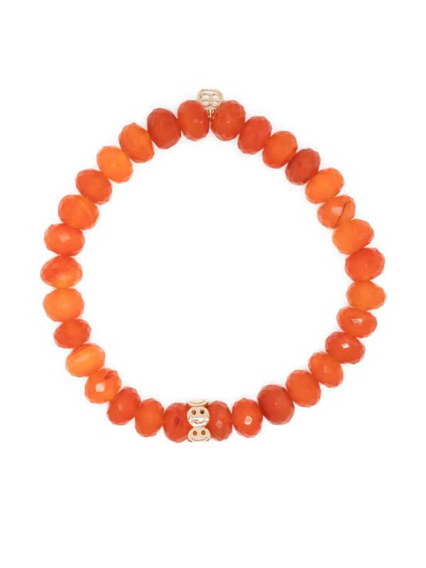 browns Sydney Evan 14K Yellow Gold Happy Face Carnelian Bead Bracelet | Browns Fine Bracelets