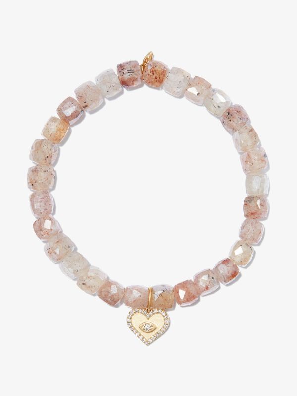 browns Sydney Evan 14K yellow gold Heart quartz diamond beaded bracelet | Browns Fine Bracelets