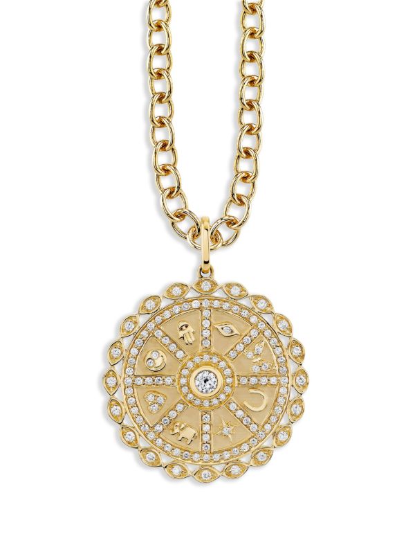 Browns Sydney Evan 14K Yellow Gold Icon Wheel Coin Diamond Pendant Charm | Browns Fine Necklaces