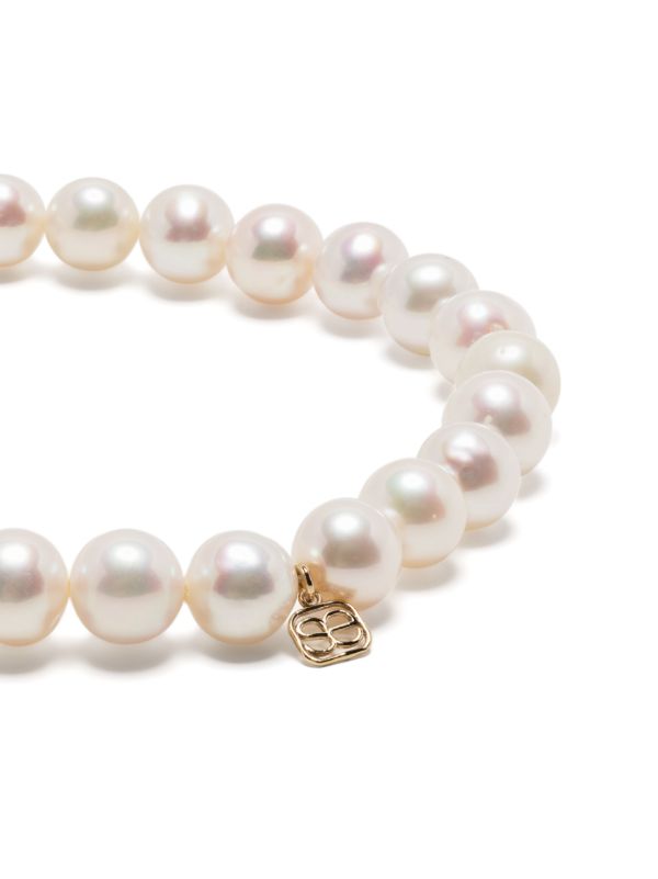 Browns Sydney Evan 14K Yellow Gold Medium Evil Eye Pearl Bracelet | Browns Bracelets