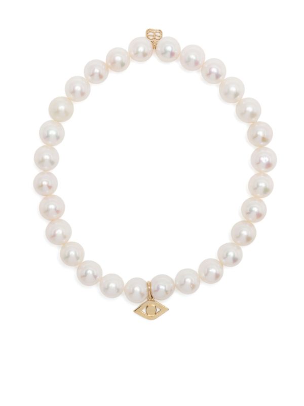 browns Sydney Evan 14K yellow gold Medium Evil Eye pearl bracelet | Browns Bracelets