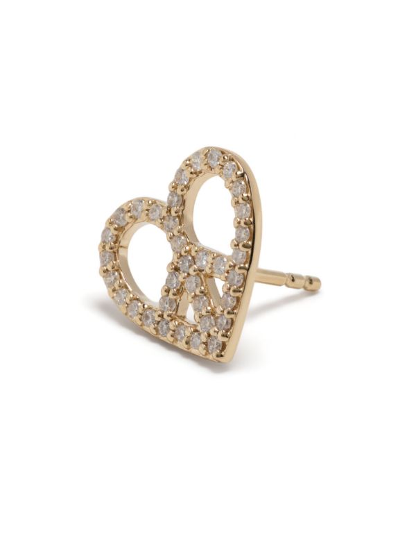 Browns Sydney Evan 14K Yellow Gold Peace Heart Diamond Single Stud Earring | Browns Fine Earrings
