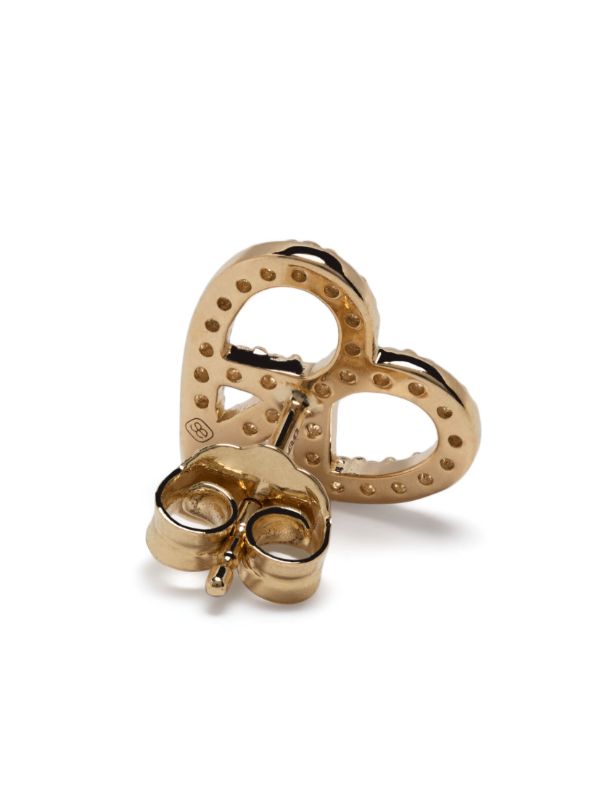 Browns Sydney Evan 14K Yellow Gold Peace Heart Diamond Single Stud Earring | Browns Fine Earrings