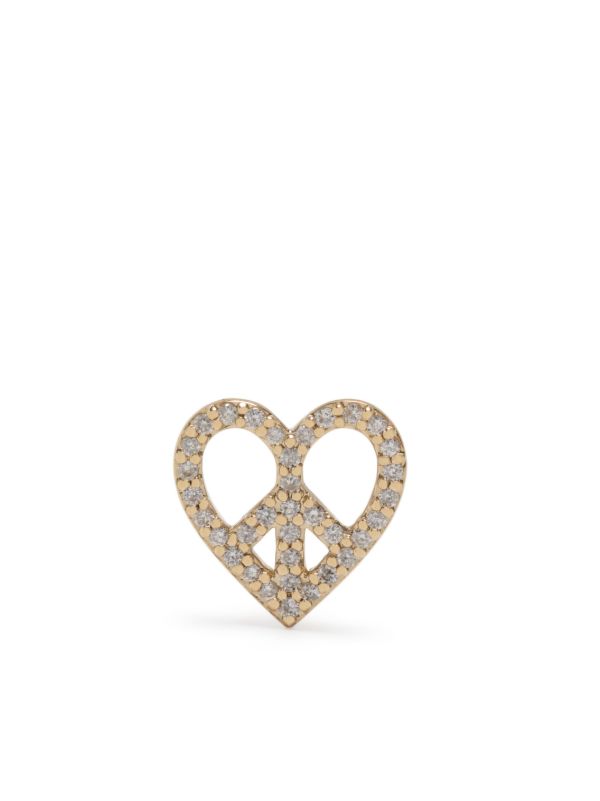 browns Sydney Evan 14K yellow gold Peace Heart diamond single stud earring | Browns Fine Earrings