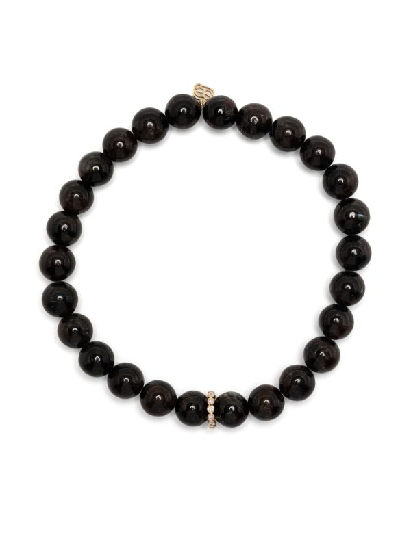 browns Sydney Evan 14K yellow gold Rondelle hypersthene and diamond bracelet | Browns Bracelets