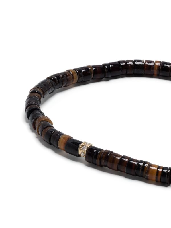 Browns Sydney Evan 14K Yellow Gold Rondelle Tiger's Eye And Diamond Bracelet | Browns Bracelets