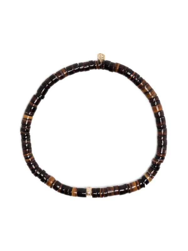 browns Sydney Evan 14K yellow gold Rondelle tiger's eye and diamond bracelet | Browns Bracelets