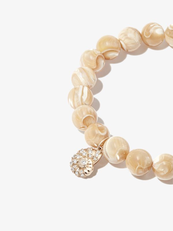 Browns Sydney Evan 14K Yellow Gold Shell Mother Of Pearl Diamond Beaded Bracelet | Browns Fine Bracelets