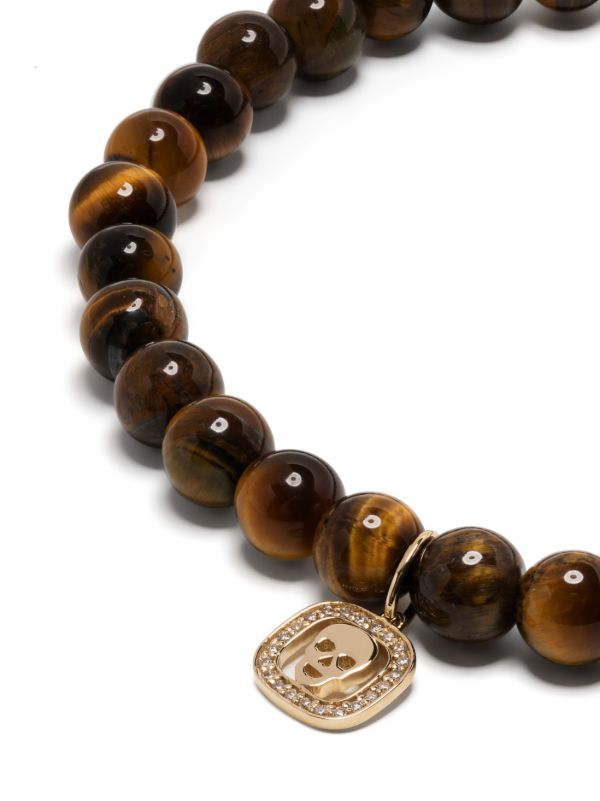 Browns Sydney Evan 14K Yellow Gold Skull Tiger's Eye Bracelet | Browns Bracelets