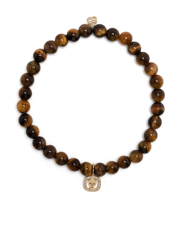 browns Sydney Evan 14K yellow gold Skull tiger's eye bracelet | Browns Bracelets