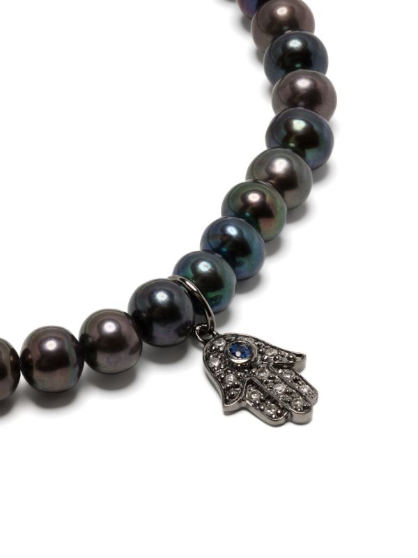 Browns Sydney Evan 14K Yellow Gold Small Hamsa Pearl And Diamond Racelet | Browns Bracelets