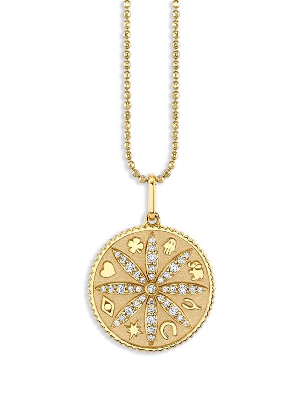 Browns Sydney Evan 14K Yellow Gold Small Sand Dollar Diamond Pendant Charm | Browns Fine Necklaces