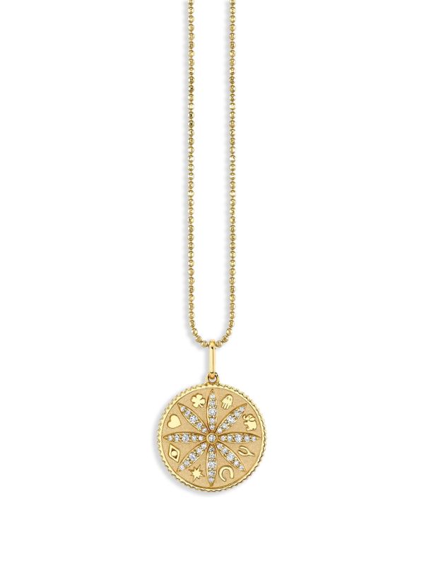 browns Sydney Evan 14K yellow gold small Sand Dollar diamond pendant charm | Browns Fine Necklaces