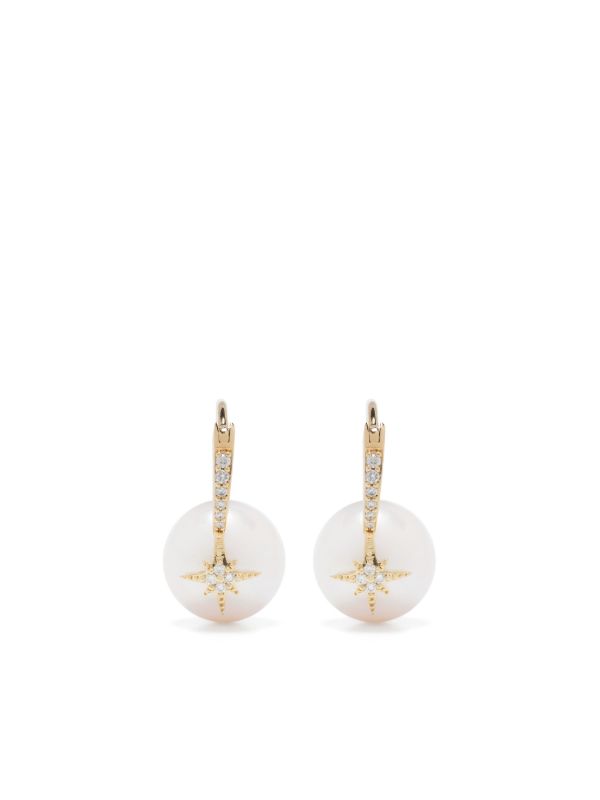 browns Sydney Evan 14K yellow gold Starburst pearl and diamond drop earrings | Browns Fine Earrings