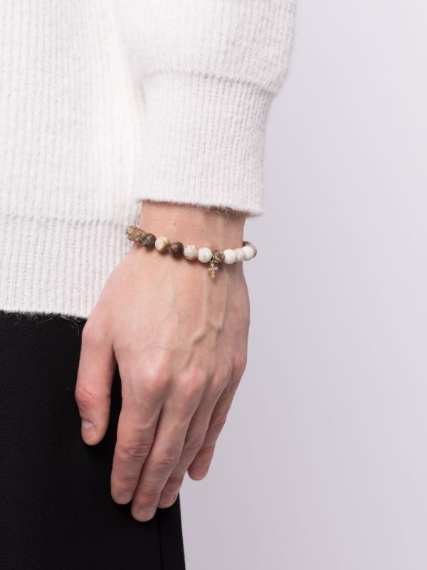 Browns Sydney Evan 14k Yellow Gold Tiny Bezel Cross Charm Beaded Bracelet | Browns Bracelets
