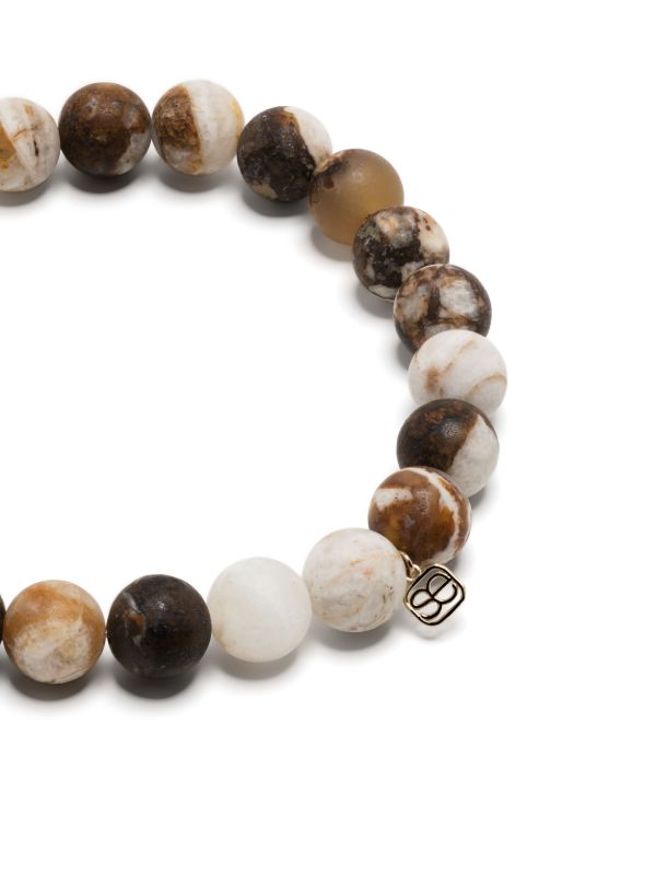 Browns Sydney Evan 14k Yellow Gold Tiny Bezel Cross Charm Beaded Bracelet | Browns Bracelets
