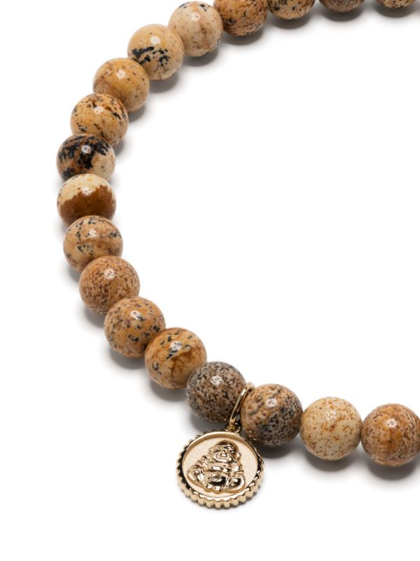Browns Sydney Evan 14K Yellow Gold Tiny Buddha Jasper Bracelet | Browns Bracelets