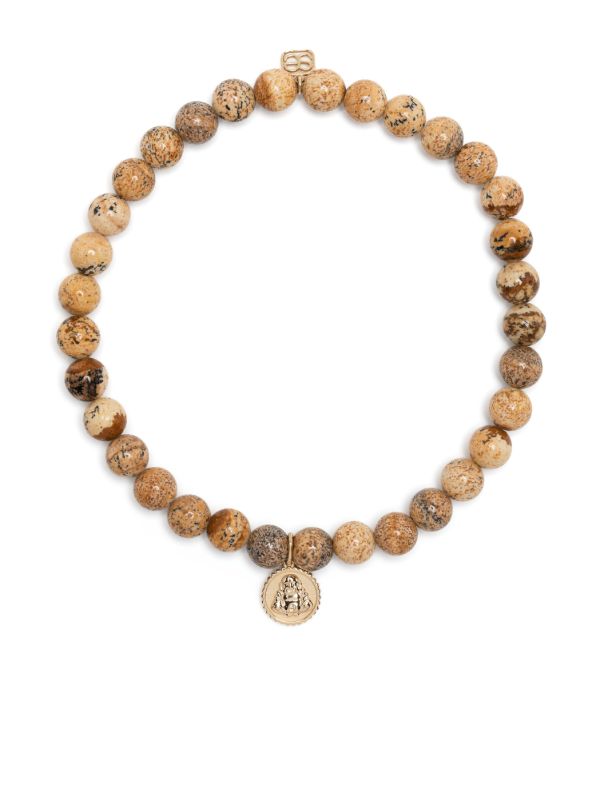 browns Sydney Evan 14K yellow gold Tiny Buddha jasper bracelet | Browns Bracelets