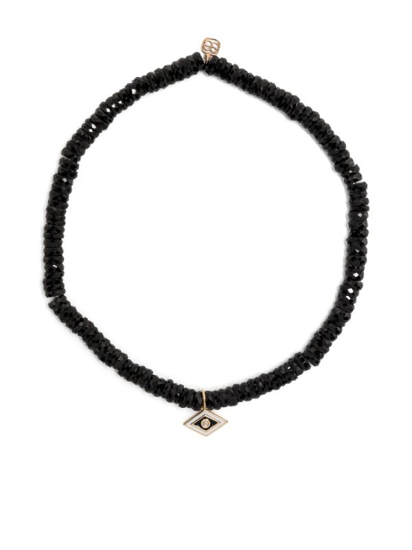 browns Sydney Evan 14K yellow gold Tiny Groovy Eye onyx and diamond bracelet | Browns Bracelets