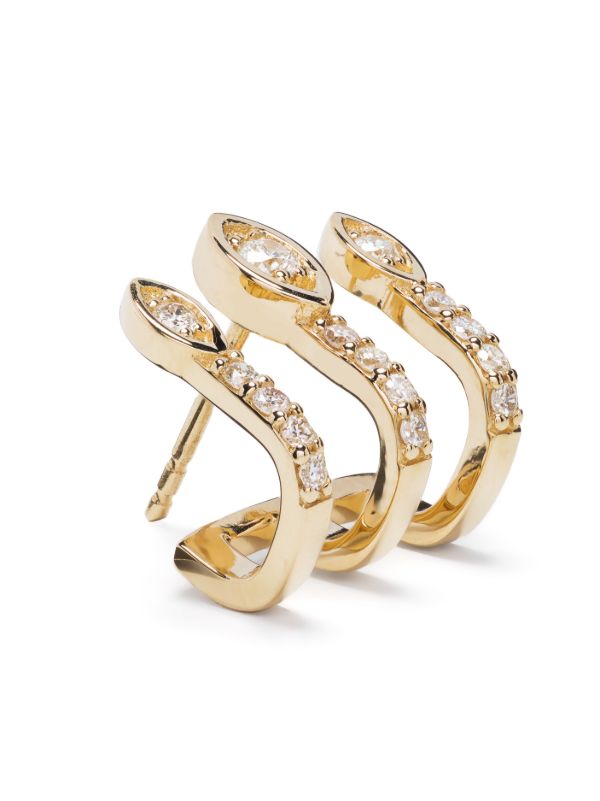 Browns Sydney Evan 14K Yellow Gold Triple Bar Diamond Stud Earrings | Browns Fine Earrings