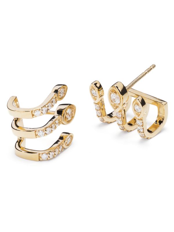 Browns Sydney Evan 14K Yellow Gold Triple Bar Diamond Stud Earrings | Browns Fine Earrings