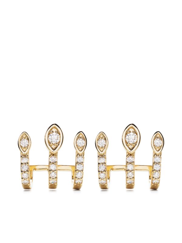 browns Sydney Evan 14K Yellow Gold Triple Bar Diamond Stud Earrings | Browns Fine Earrings