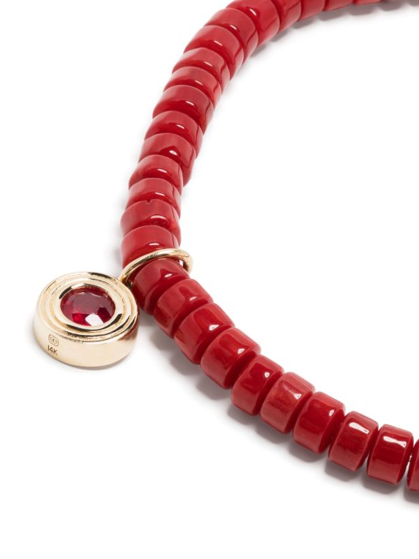 Browns Sydney Evan 14kt Yellow Gold And Ruby Fluted Beaded Bracelet | Browns Fine Bracelets
