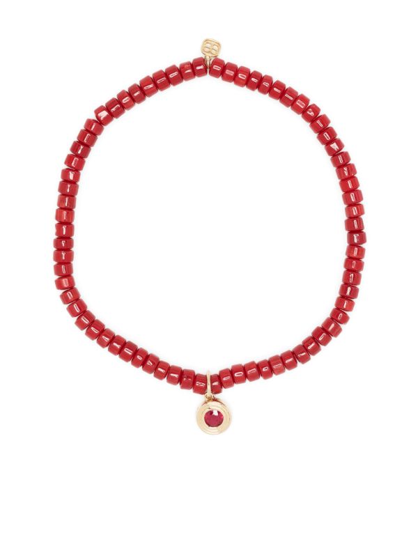 browns Sydney Evan 14kt Yellow Gold And Ruby Fluted Beaded Bracelet | Browns Fine Bracelets