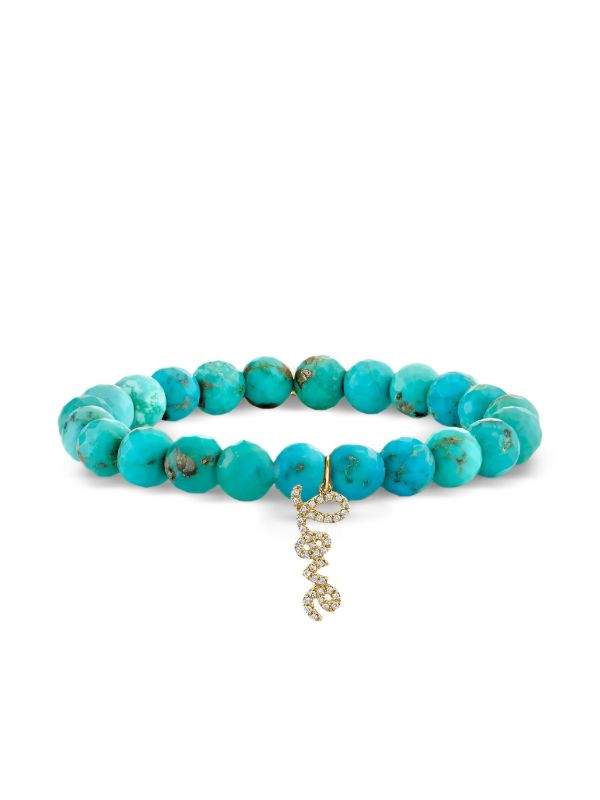 browns Sydney Evan 14kt yellow gold Love Script turquoise and diamond bracelet | Browns Fine Bracelets