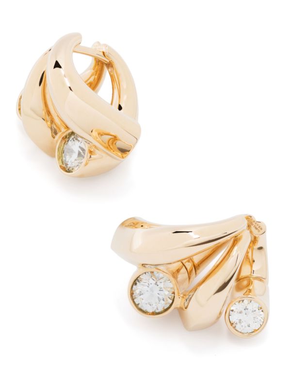 Browns Tabayer 18K Yellow Gold Oera Diamond Hoop Earrings | Browns Fine Earrings